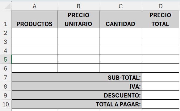 Interfaz de Excel